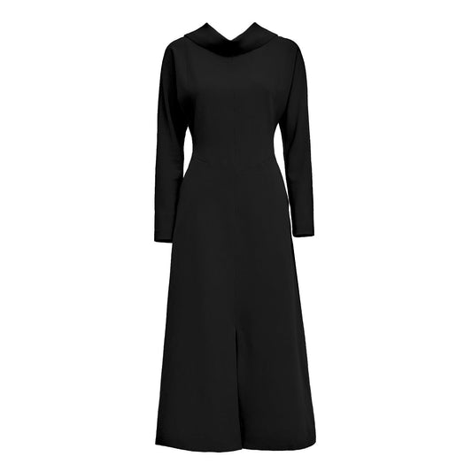 Elegant Fitted Dress With A Flared Skirt Black