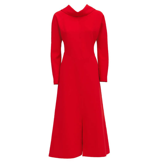 Elegant Fitted Dress With A Flared Skirt Red