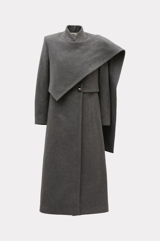 Elegant Long Draped Transformer Mid-Season Coat – Grey