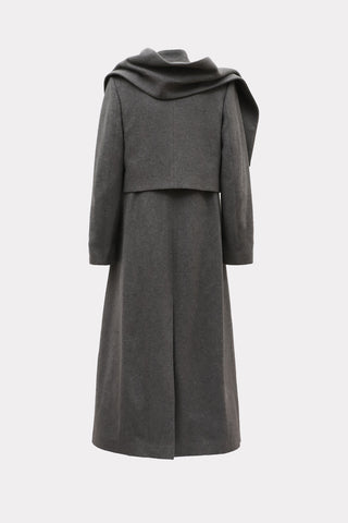 Elegant Long Draped Transformer Mid-Season Coat – Grey