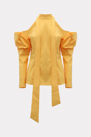 Elegant Summer Off-Shoulder Blouse With Neck Ties Yellow
