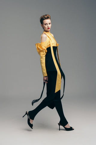 Elegant Summer Off-Shoulder Blouse With Neck Ties Yellow