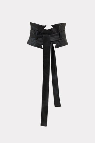 Elegant Wide Faux Leather Belt Black