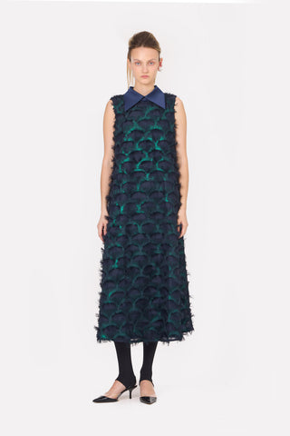 Evening Gown A-Line Maxi Dress With Fleecy Decor