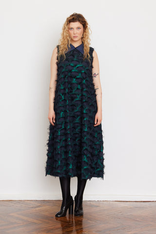 Evening Gown A-Line Maxi Dress With Fleecy Decor