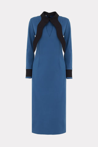 Evening Peplum Belted Dress Blue - Two-Piece Set