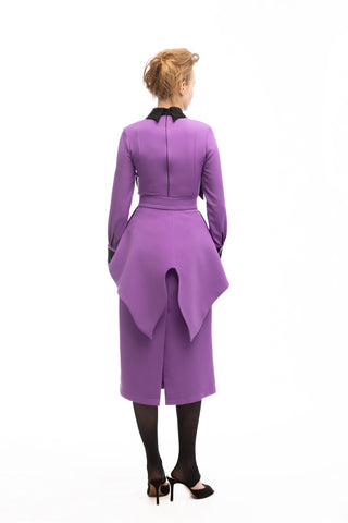 Evening Peplum Belted Dress Lavander - Two-Piece Set