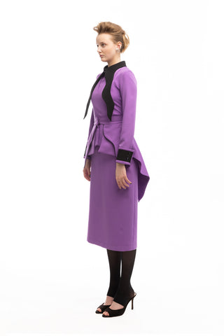 Evening Peplum Belted Dress Lavander - Two-Piece Set