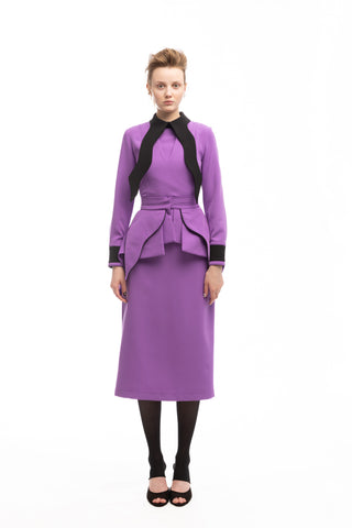 Evening Peplum Belted Dress Lavander - Two-Piece Set