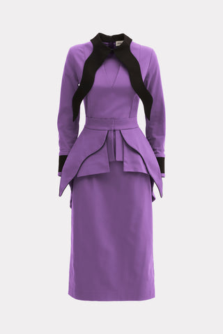 Evening Peplum Belted Dress Lavander - Two-Piece Set