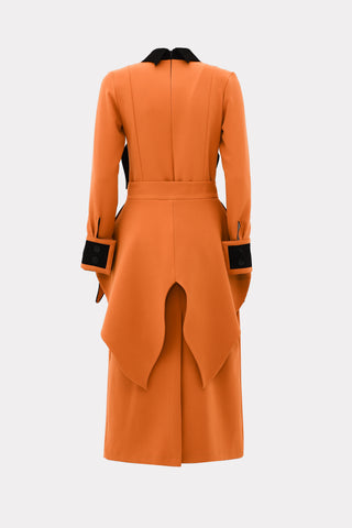 Evening Peplum Belted Dress Orange - Two-Piece Set