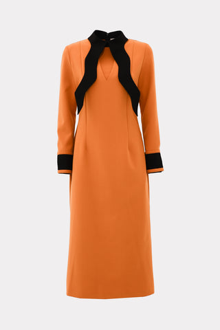 Evening Peplum Belted Dress Orange - Two-Piece Set