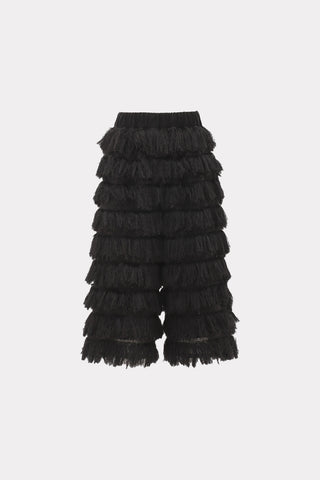 Evening Textured Fringe Bermuda Shorts - Black