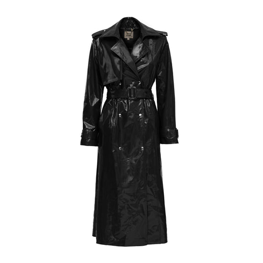 Fashion Black Lacquered Trench Coat