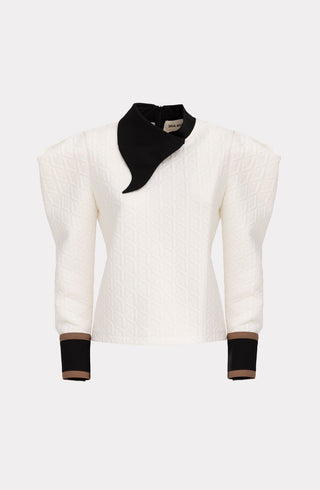 Fashion Asymmetrical Collar Blouse White