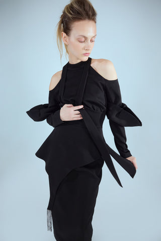Fashion Accent Belt With Fringe Black