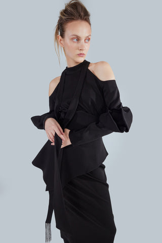 Fashion Accent Belt With Fringe Black