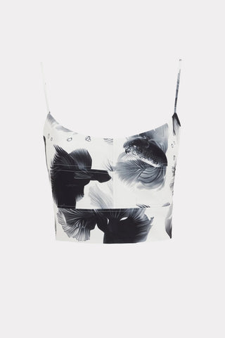 Fashion Printed Crop Cami Top White