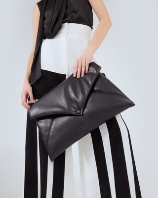 Faux Leather Envelope Clutch Bag Black