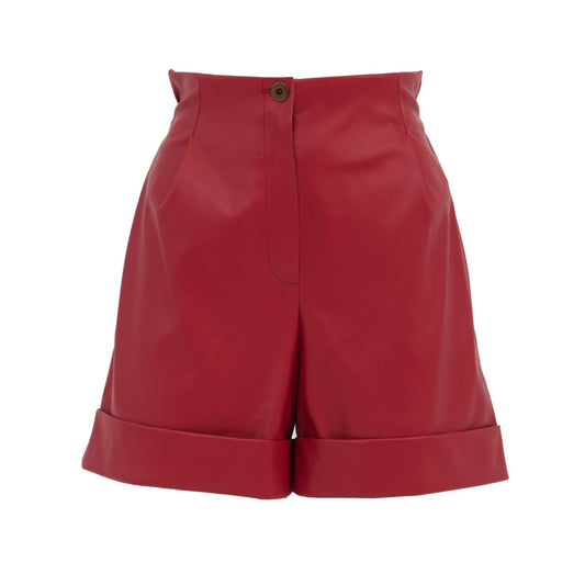 Faux Leather Shorts Red