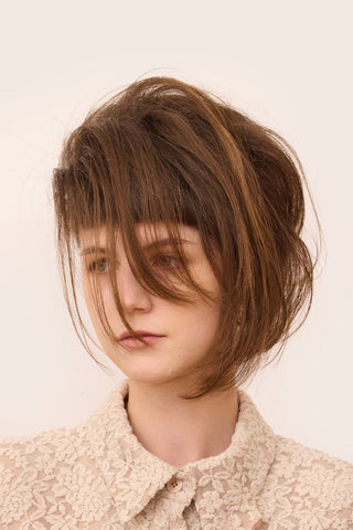 Feminine Lace Shirt Dress With Half-Placket Beige