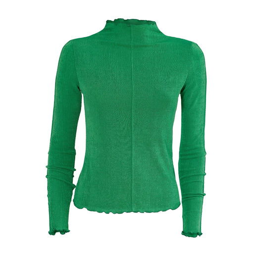Fitted Long Sleeve Blouse Green