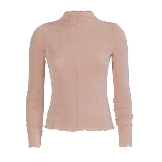 Fitted Long Sleeve Blouse Pale Rose