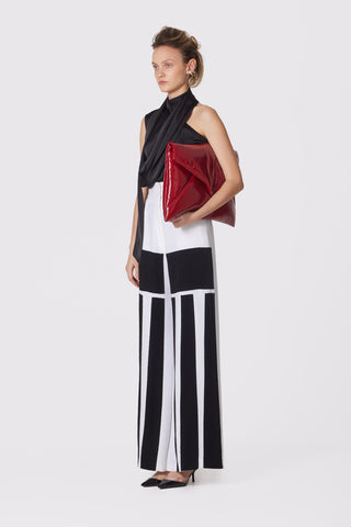 Asymmetrical Satin Top With Choker Collar Black