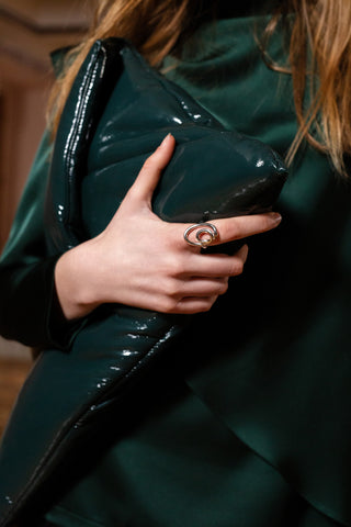 Glossy Patent Envelope Clutch Bag Emerald