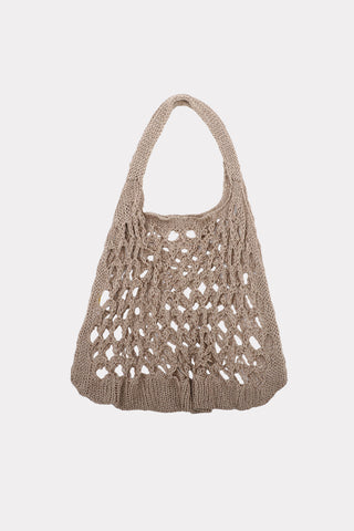 Handcrafted Knitted Tote Bag – Sand Beige