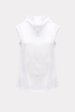 High Neck Organza Vest-White