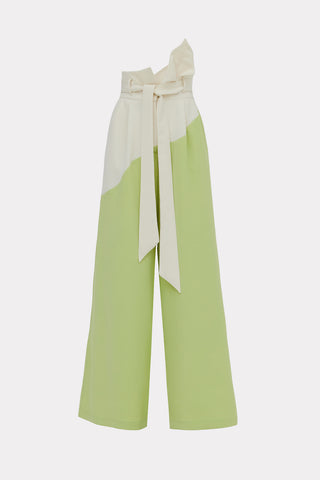 High-Waisted Two-Tone Flare Trousers Pistachio