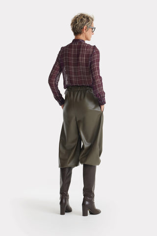 Designer Sheer Plaid Сhiffon Shirt Burgundy