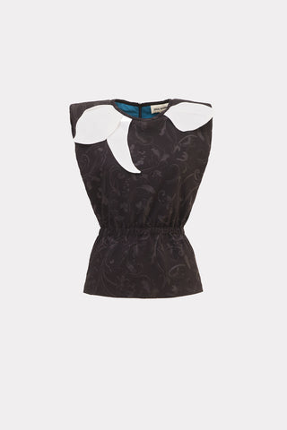 Jacquard Sleeveless Blouse Black