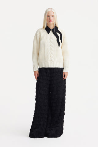 Limited Edition Virgin Wool Cable Knit Sweater – Ivory