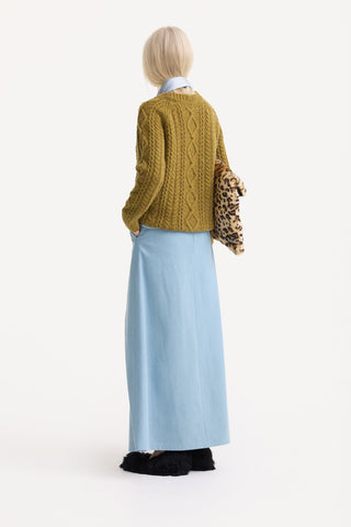 Limited Edition Virgin Wool Cable Knit Sweater – Mustard Yellow