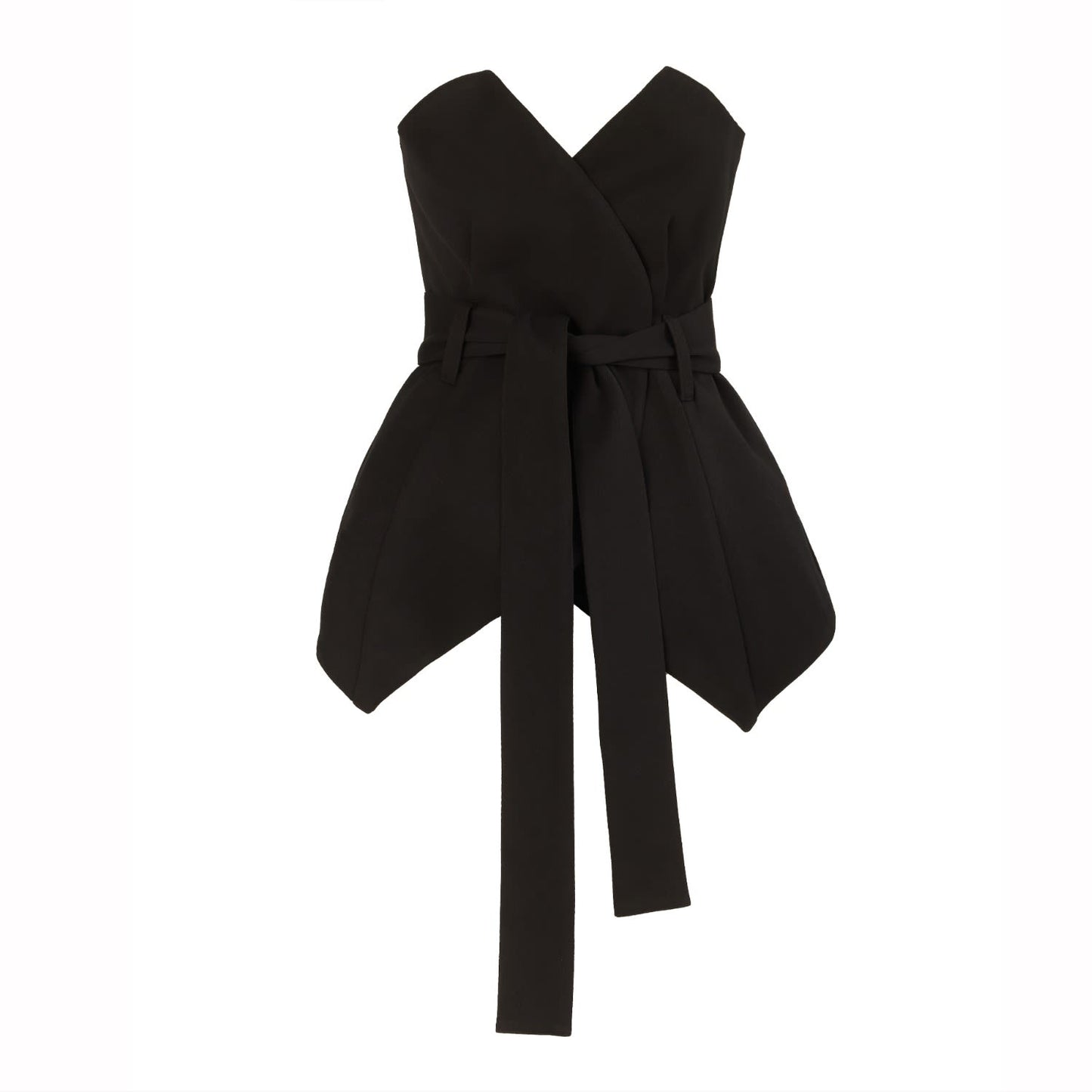 Set - Long Button-Up Dress With Corset Belt Black