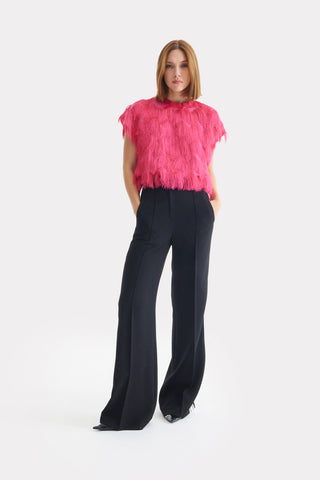 Luxe Fur-Effect Blouse Pink
