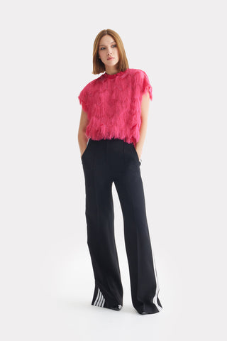Luxe Fur-Effect Blouse Pink