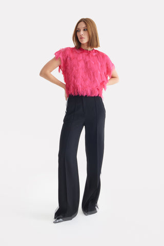 Luxe Fur-Effect Blouse Pink
