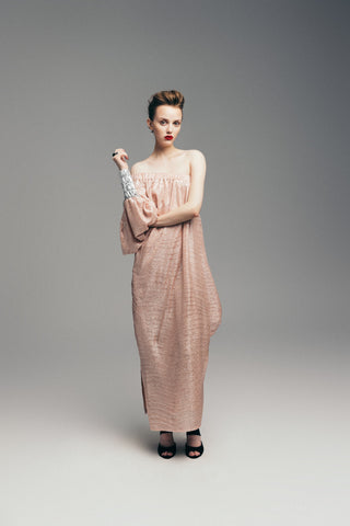 Luxury Elegance One-Sleeve Long Dress Rose Silver
