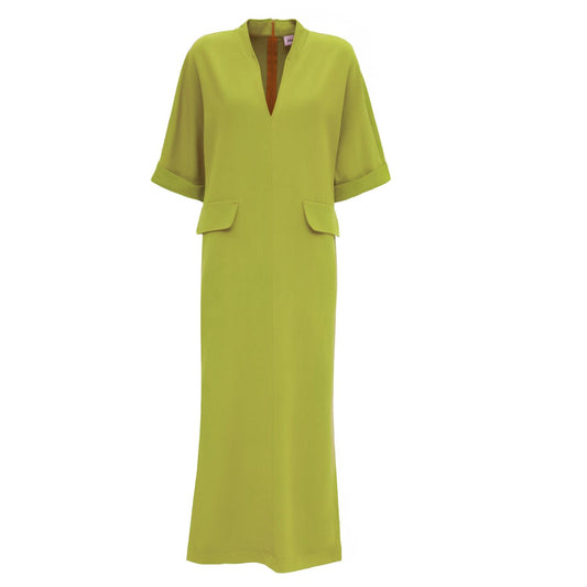 Maxi Dress With Pockets Green-Yellow
