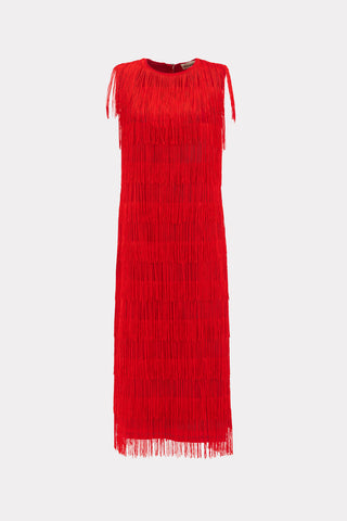 Maxi Fringed Evening Dress Red