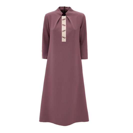 Midi A-Line Pale Violet Dress With Embroidery
