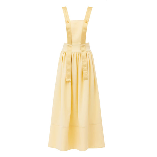 Midi Apron Dress With Adjustable Straps Transparent Yellow
