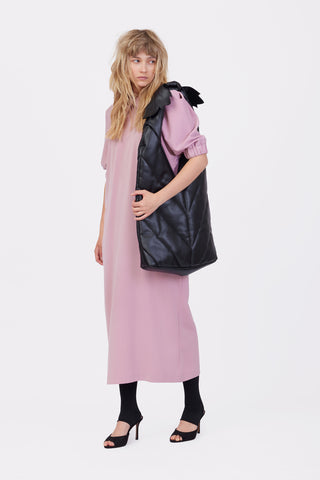 Modern Quilted Faux Leather Tote Bag Black