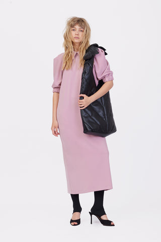 Modern Quilted Faux Leather Tote Bag Black