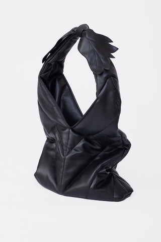 Modern Quilted Faux Leather Tote Bag Black