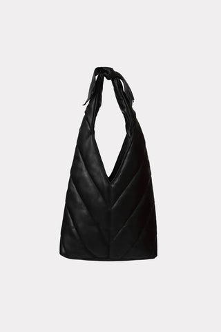 Modern Quilted Faux Leather Tote Bag Black