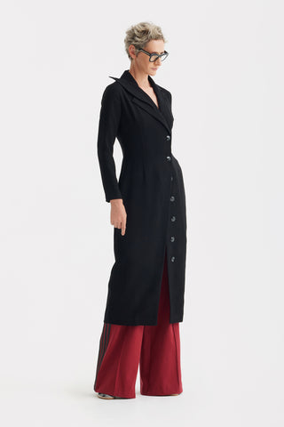 Modern Tailored Long Blazer Dress Black